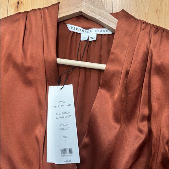 Veronica Beard Copper Satin Long Sleeve Dress - Picture 3 of 3